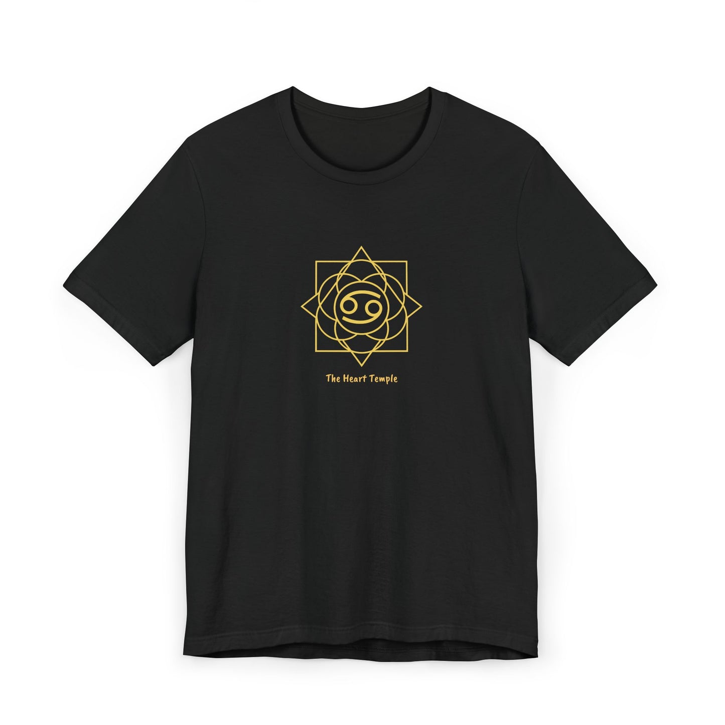 Cancer Sacred Geometry T-Shirt | The Heart Temple Tee | Spiritual Zodiac Shirt | Gold Print on Black | Astrology Gift