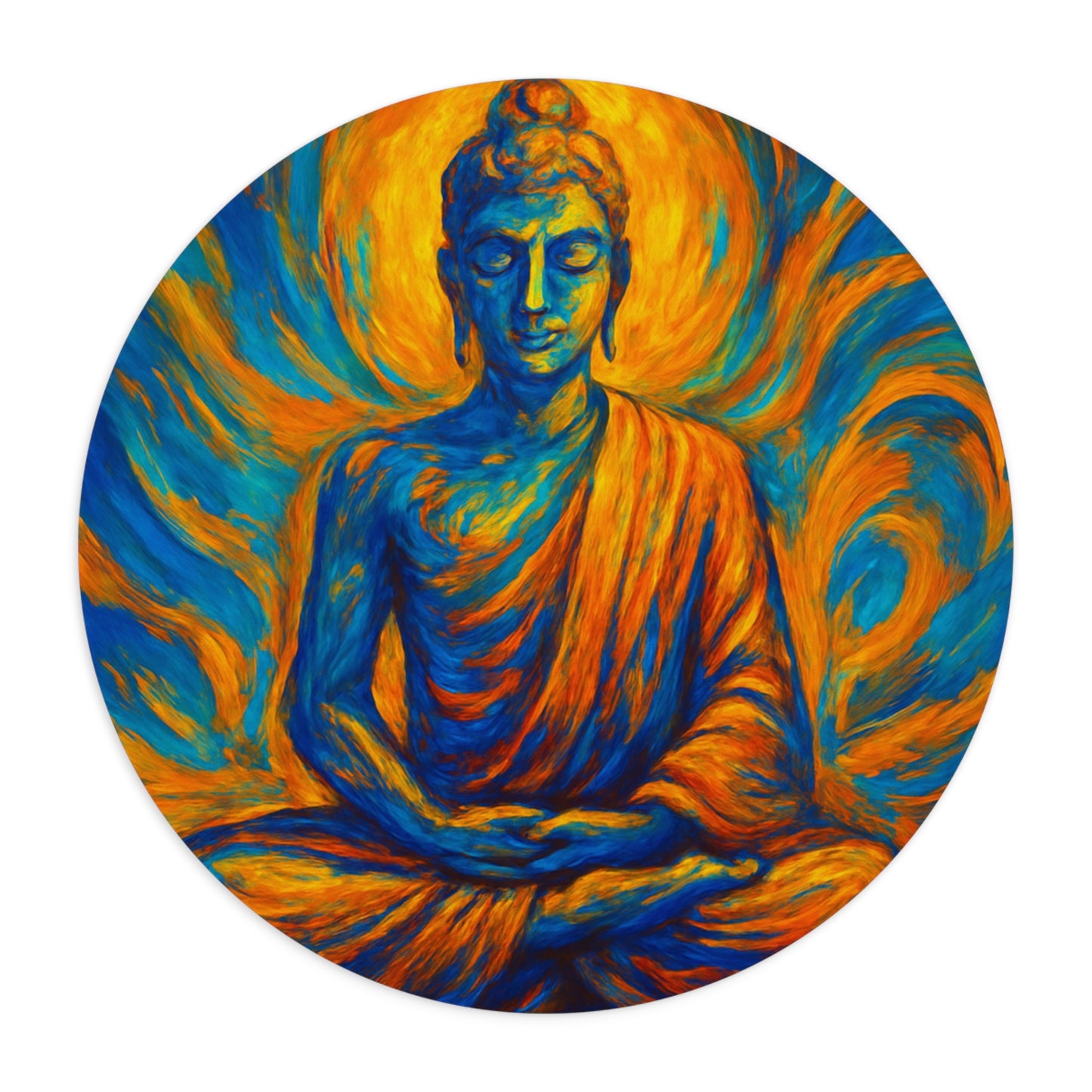 Serene Buddha Mouse Pad I Round or Rectangular | SoulfulYarn Collection | Mindful Gift for Yoga Lovers & Meditators