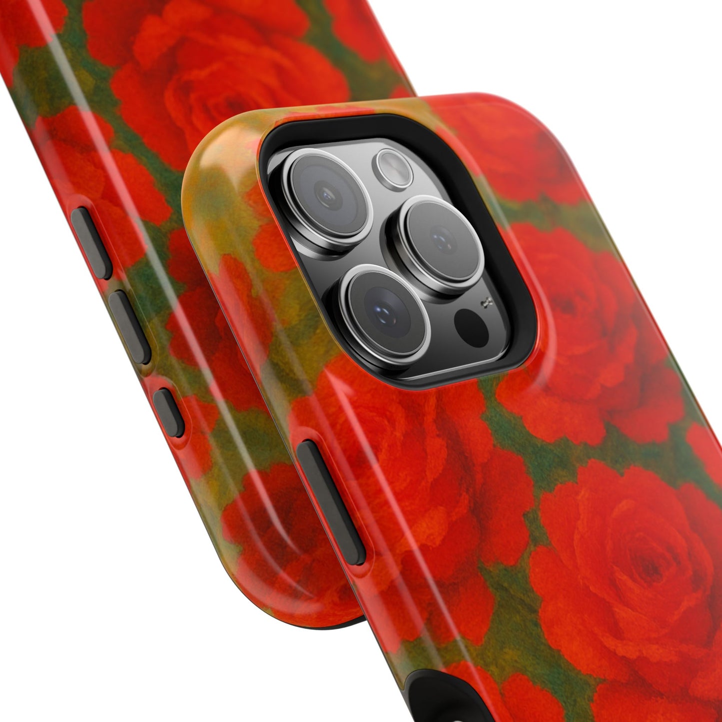 Crimson Love iPhone Case I Impact Resistant Floral Art Cover | SoulfulYarn Collection | Abstract Red Roses Design for iPhone