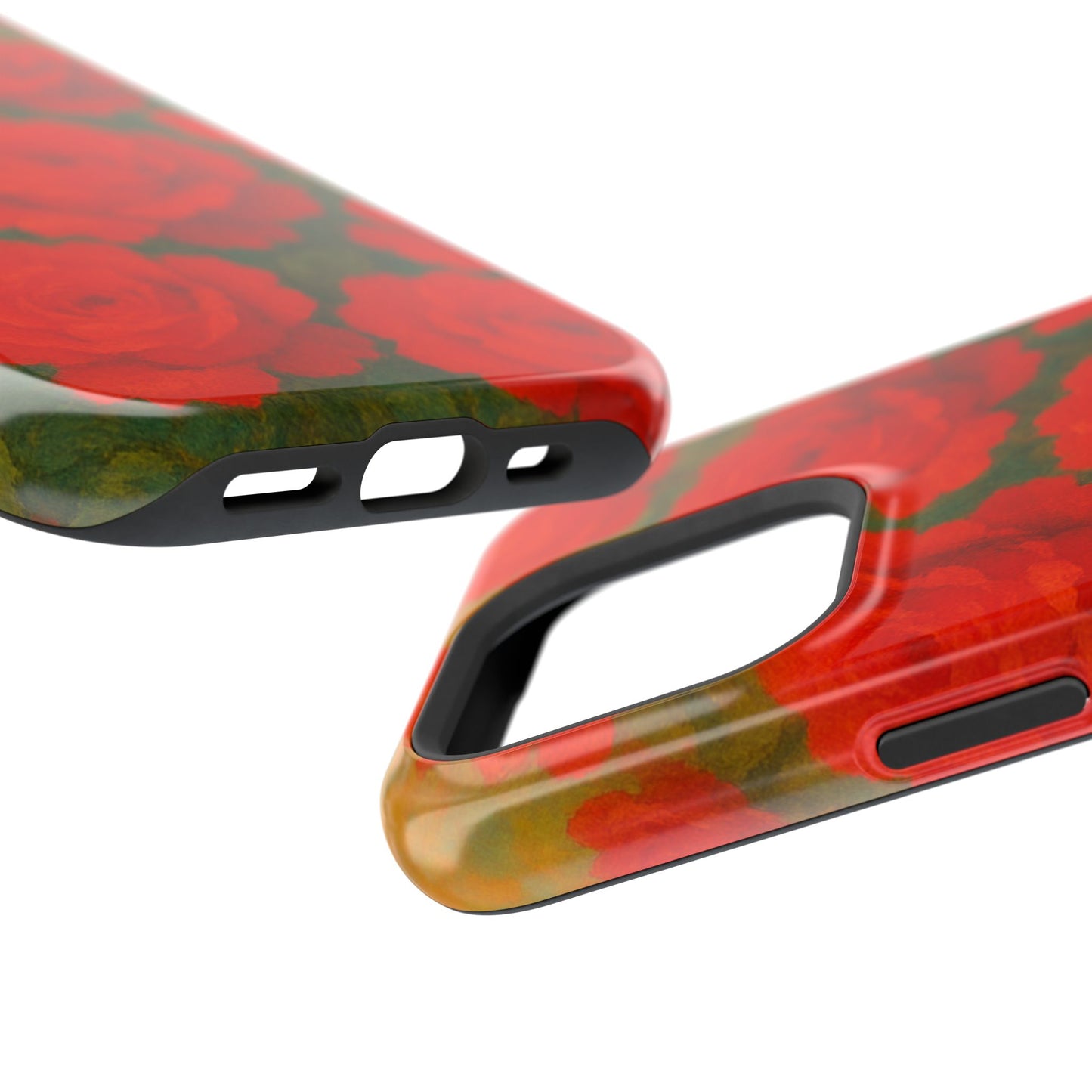 Crimson Love iPhone Case I Impact Resistant Floral Art Cover | SoulfulYarn Collection | Abstract Red Roses Design for iPhone