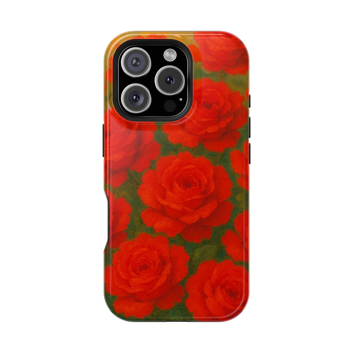 Crimson Love iPhone Case I Impact Resistant Floral Art Cover | SoulfulYarn Collection | Abstract Red Roses Design for iPhone