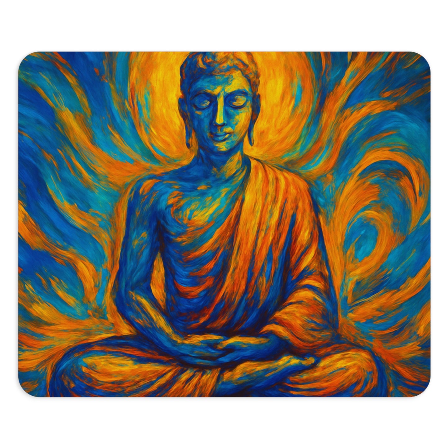 Serene Buddha Mouse Pad I Round or Rectangular | SoulfulYarn Collection | Mindful Gift for Yoga Lovers & Meditators