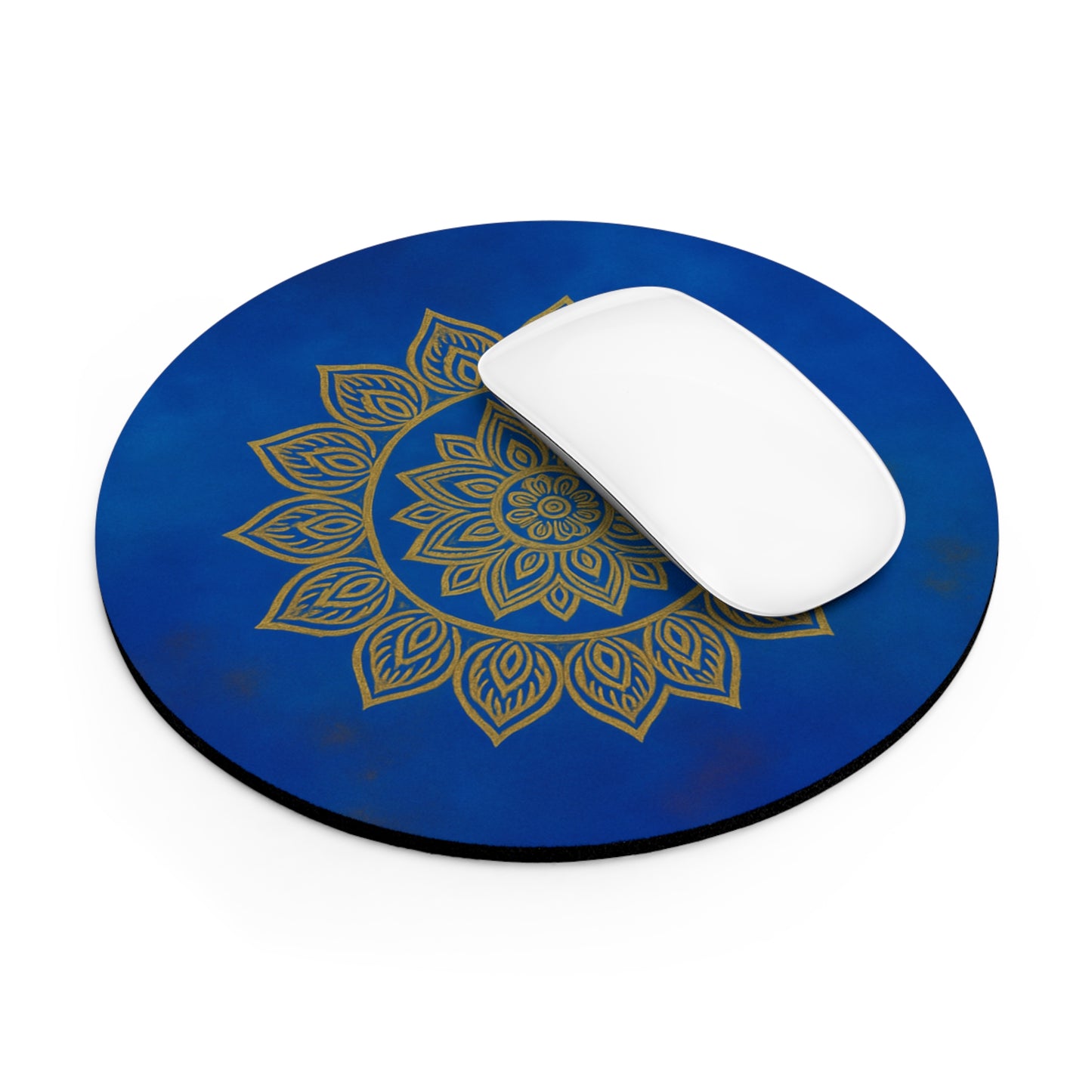 Mandala Mouse Pad I Abstract Sacred Geometry in Blue | SoulfulYarn Collection | Round or Rectangular | Mindful Gift for Yoga Lovers