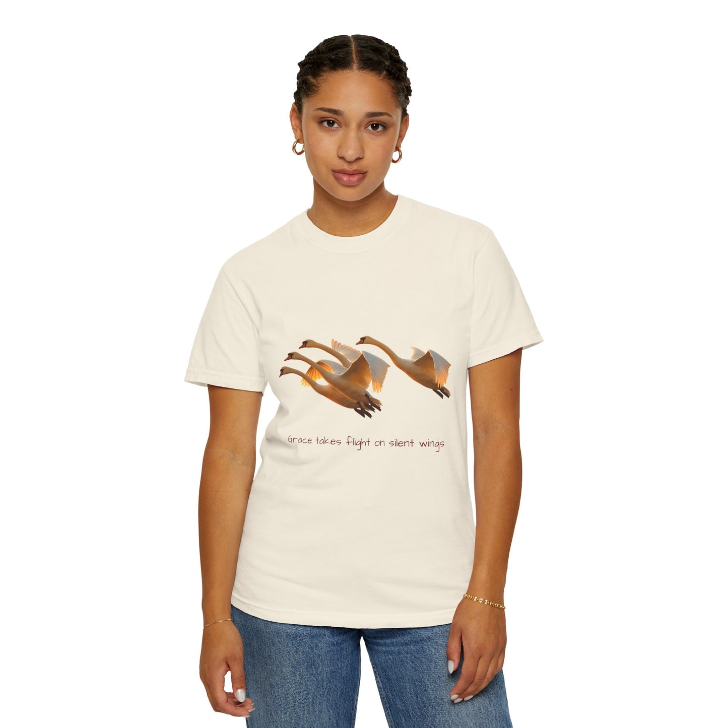 Flight of Cranes T-Shirt | 100% Ring-Spun US Cotton | Spiritual Yoga Tee | Mindfulness Shirt | Grace & Freedom Top
