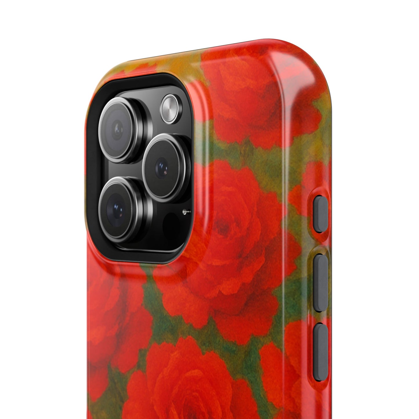 Crimson Love iPhone Case I Impact Resistant Floral Art Cover | SoulfulYarn Collection | Abstract Red Roses Design for iPhone