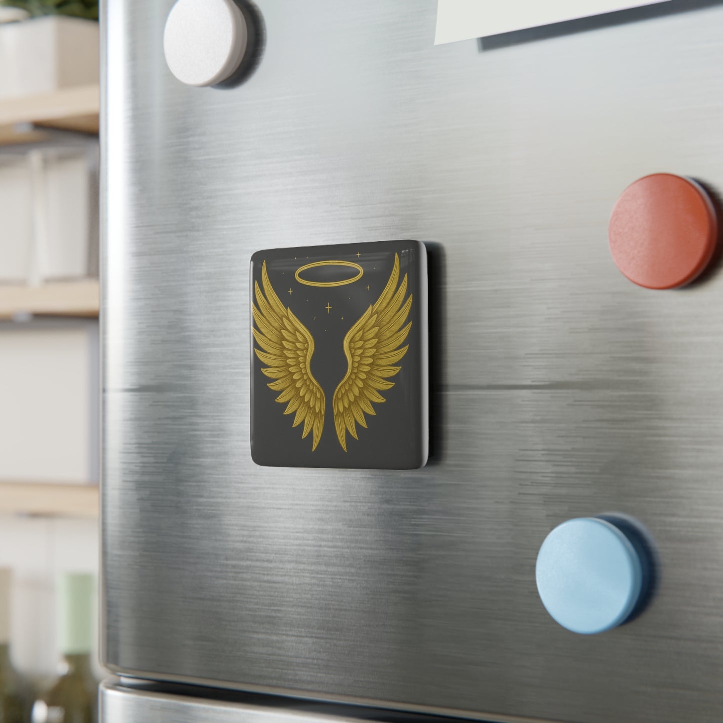 Angel Wings Porcelain Magnet | Magnet for Divine Blessings | Spiritual Fridge Decor | Memorial Gift | Guardian Angel Symbol