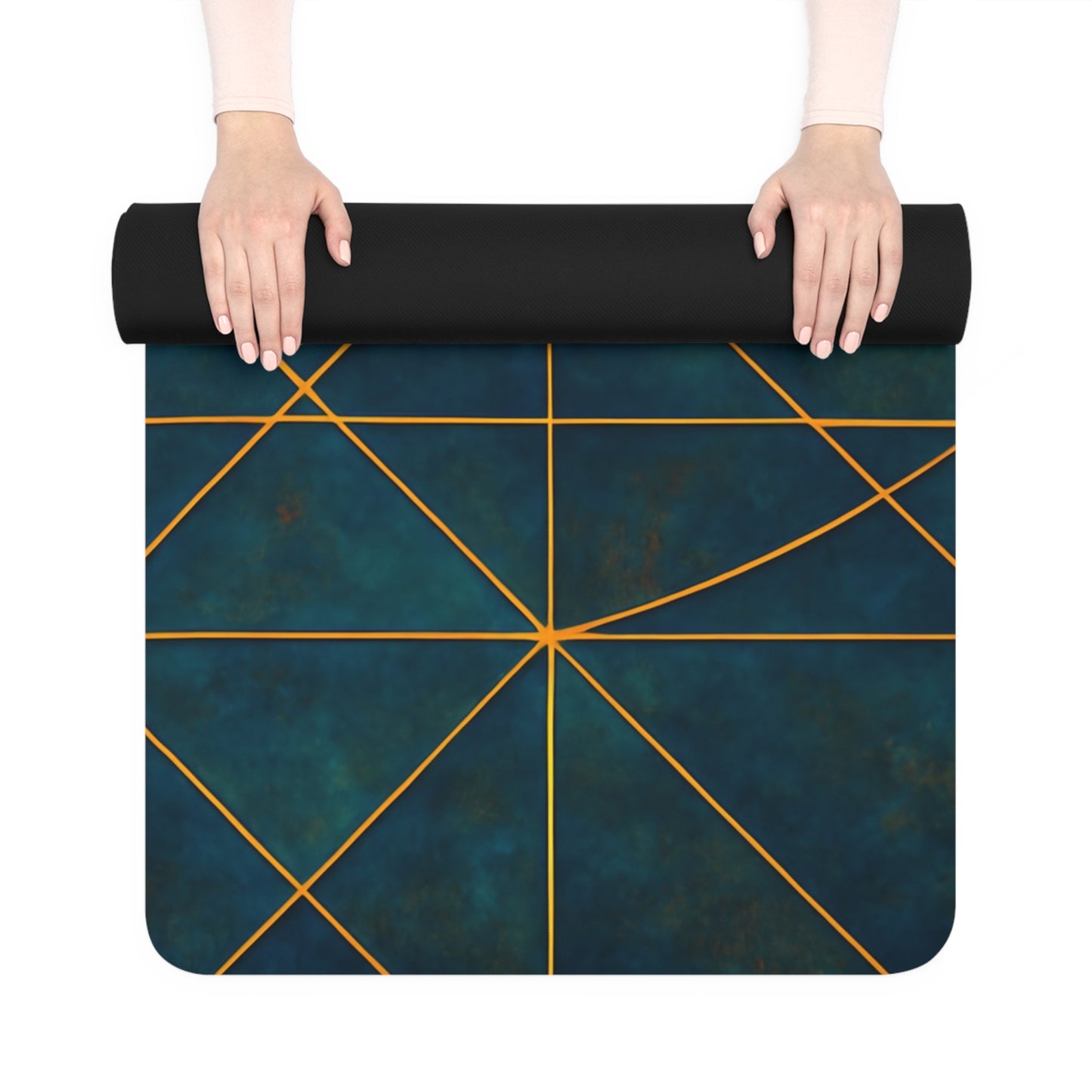 Sacred Geometry Yoga Mat | Green Gold Mandala Yoga Mat | Spiritual Alignment Mat with Strap | Non Slip Meditation Mat