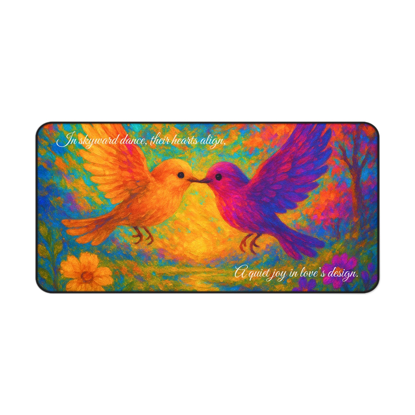 When Birds Fall in Love Desk Mat I Romantic Nature Design I SoulfulYarn Gift for Writers, Students, and Dreamers