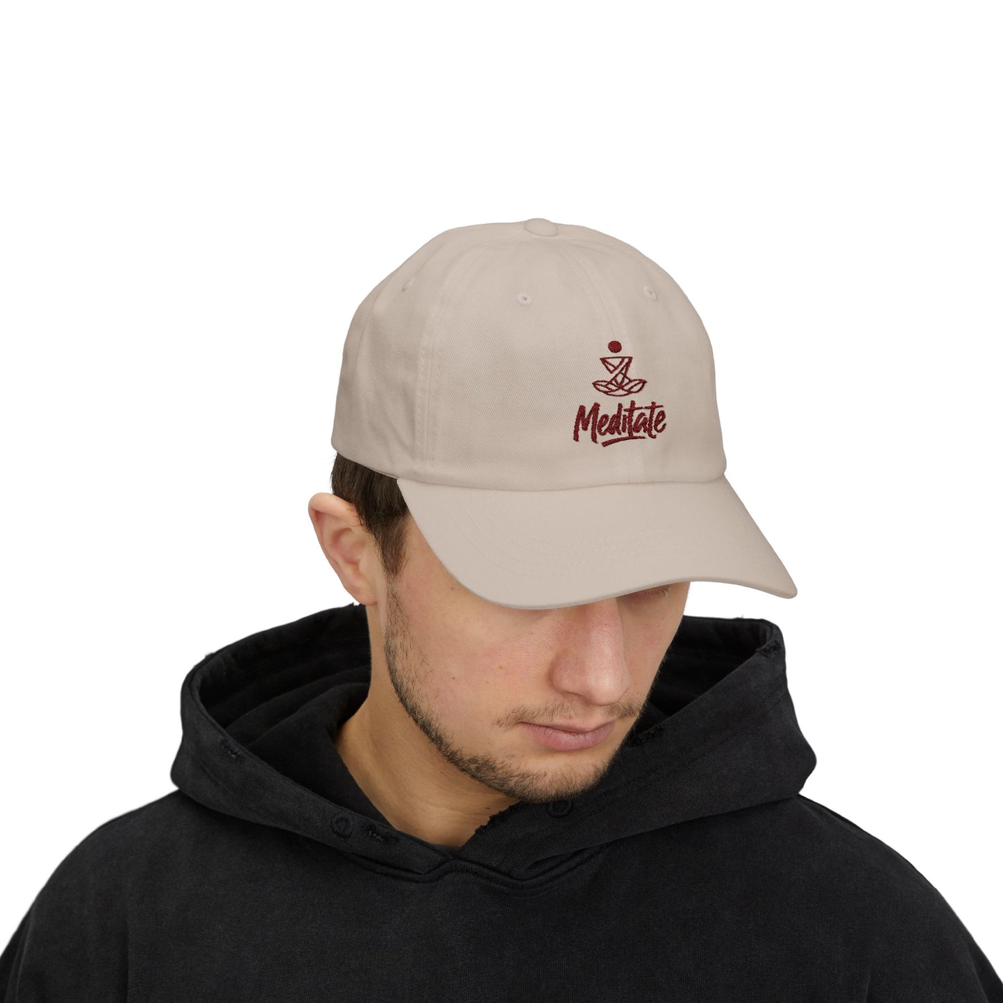 Meditate Embroidered Dad Hat | Spiritual Mindfulness Cap | SoulfulYarn Exclusive | I Am Meditating Hat for Yoga & Inner Peace