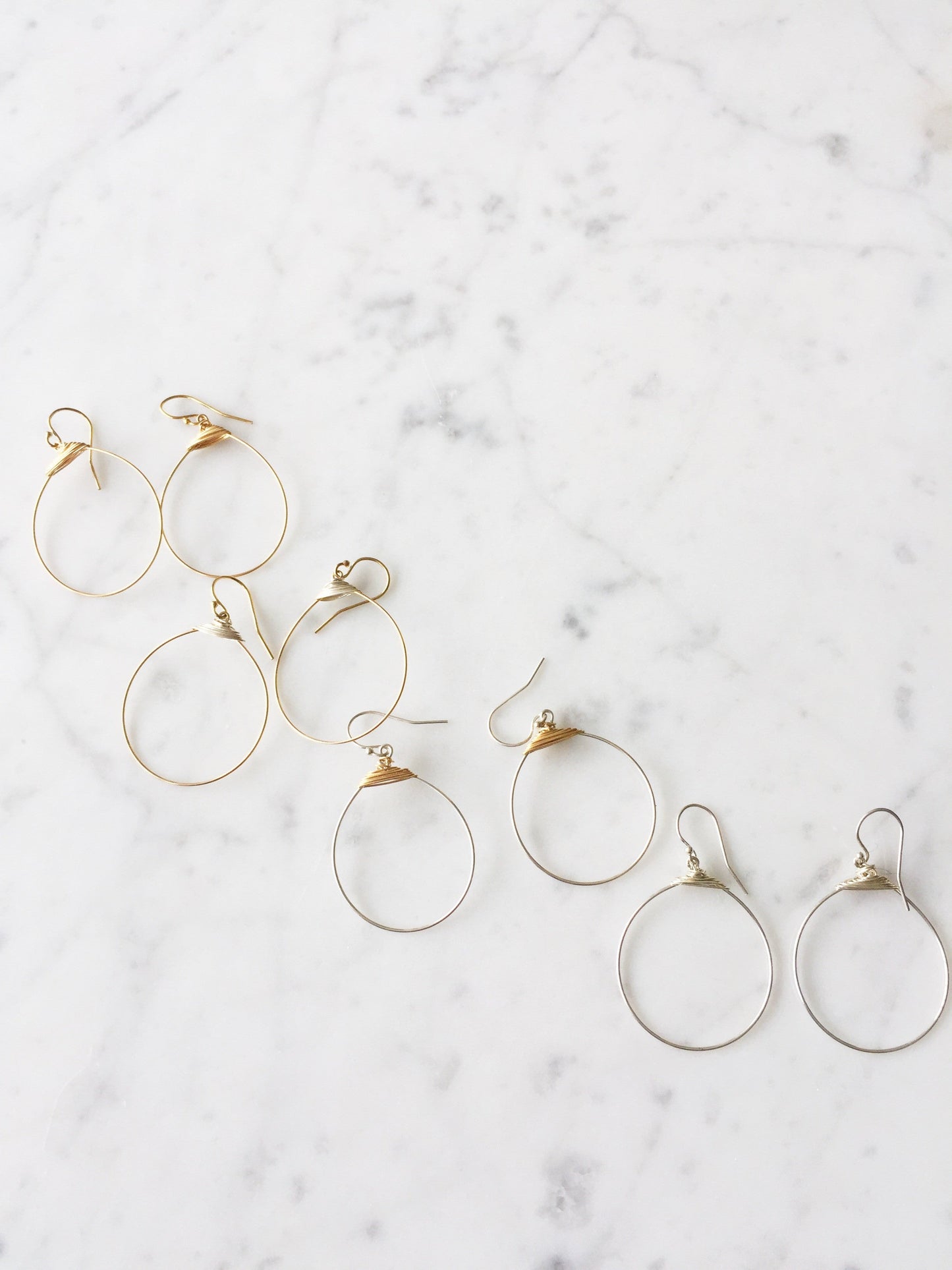 Small Featherweight Hoop Earring in Silver with Silver Wrap