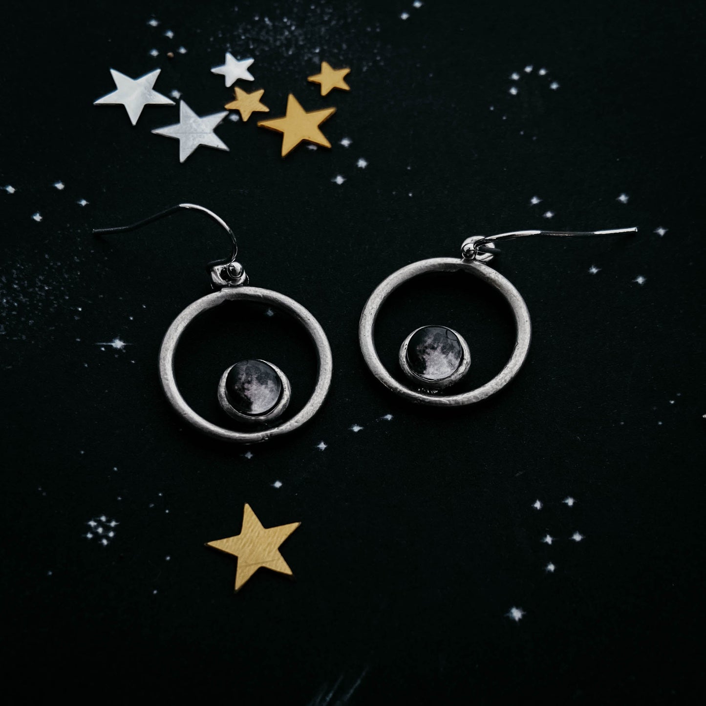My Moon Circle Dangle Earrings