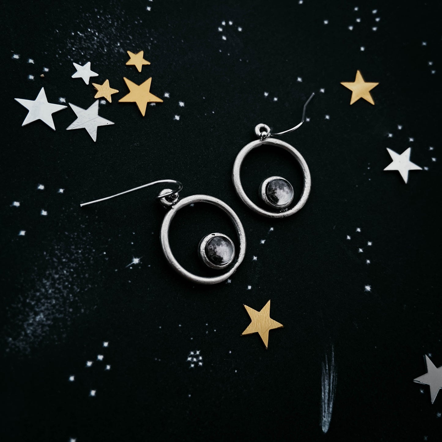My Moon Circle Dangle Earrings