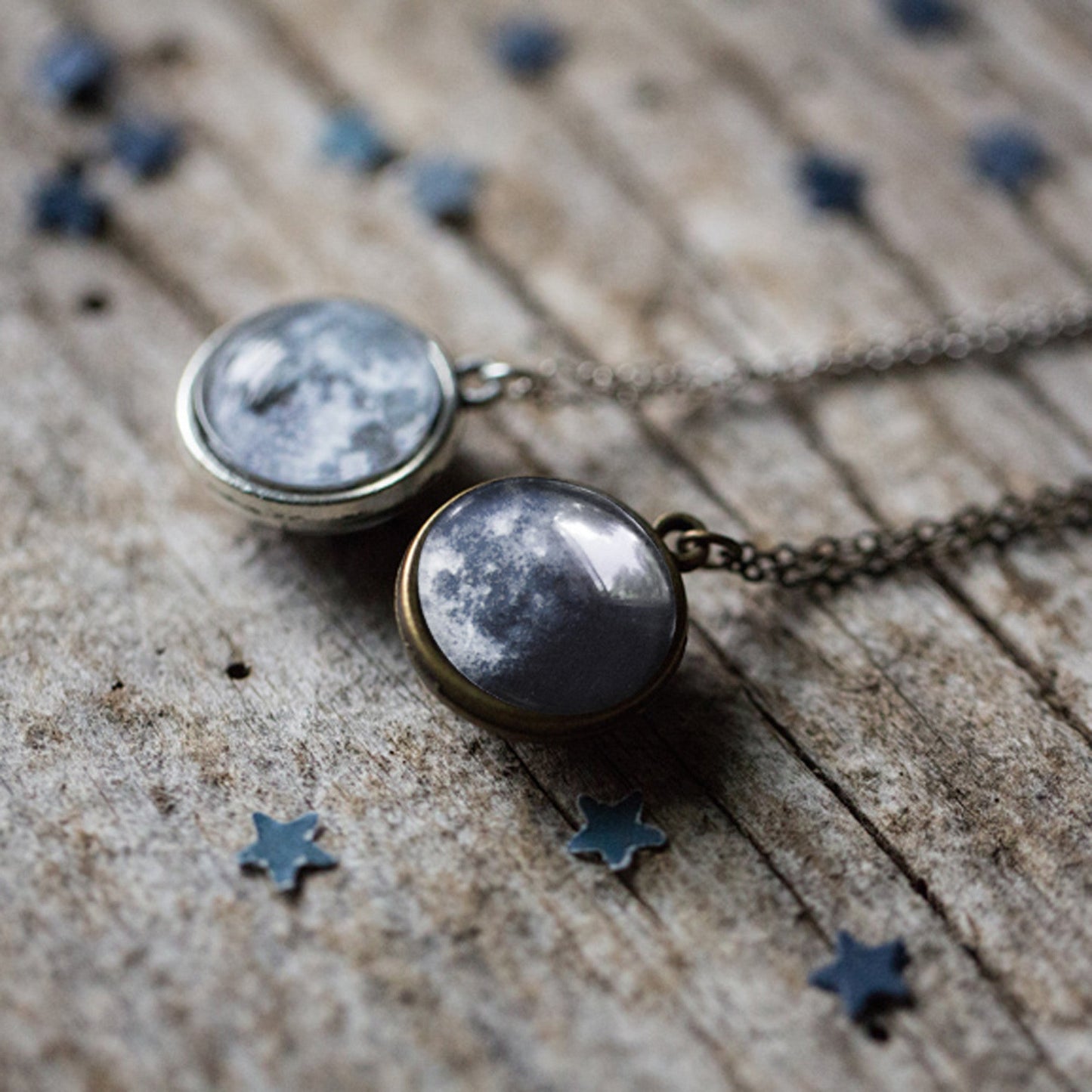 My Moon Double Sided Necklace with Two Custom Moon Dates