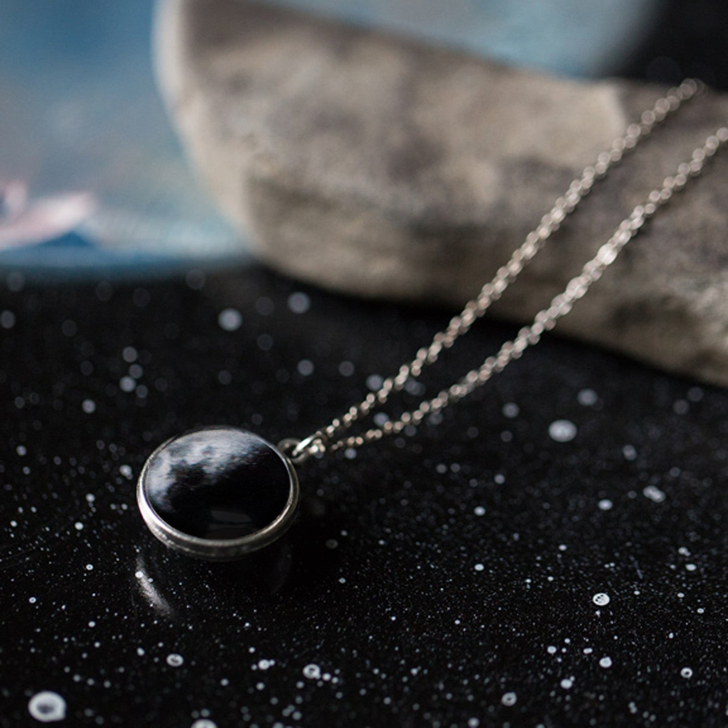 My Moon Double Sided Necklace with Two Custom Moon Dates