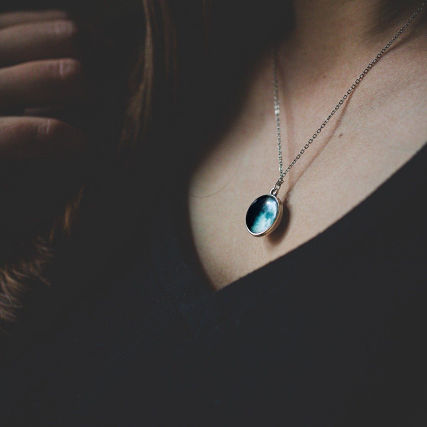 My Moon Double Sided Necklace with Two Custom Moon Dates