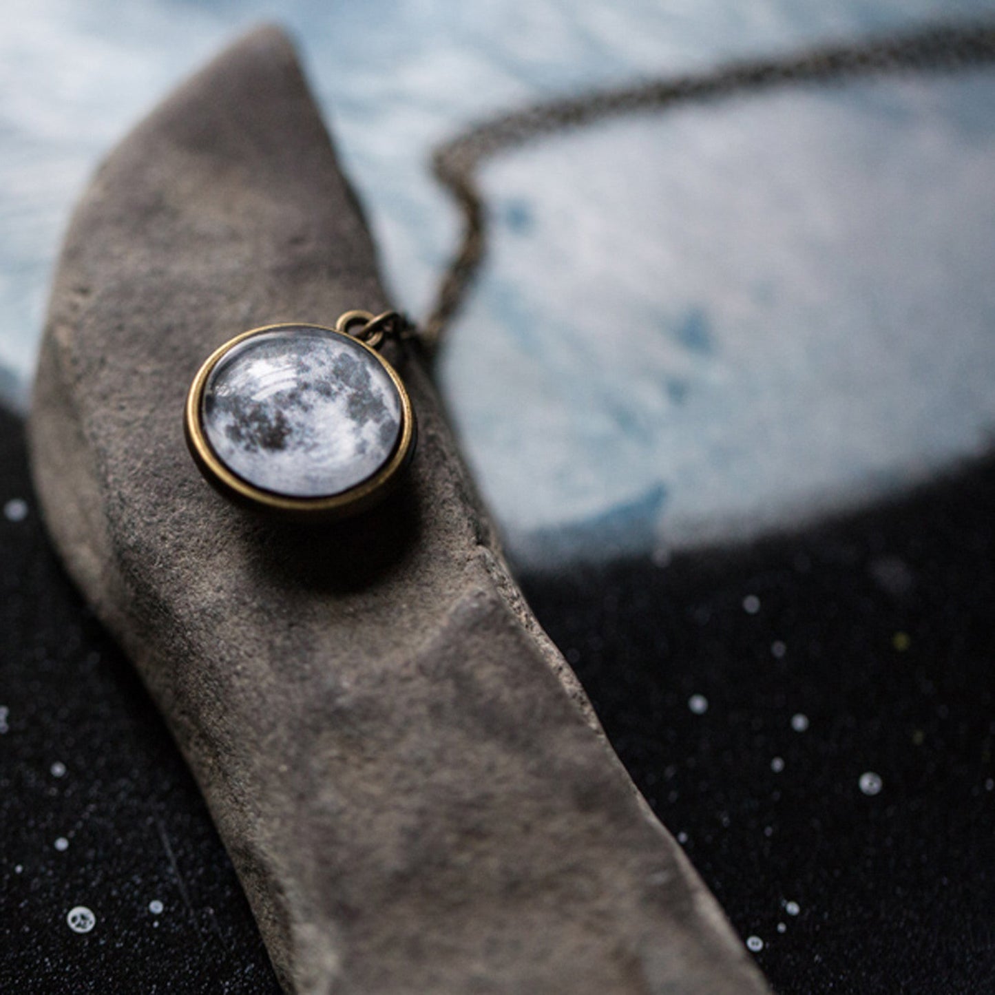 My Moon Double Sided Necklace with Two Custom Moon Dates