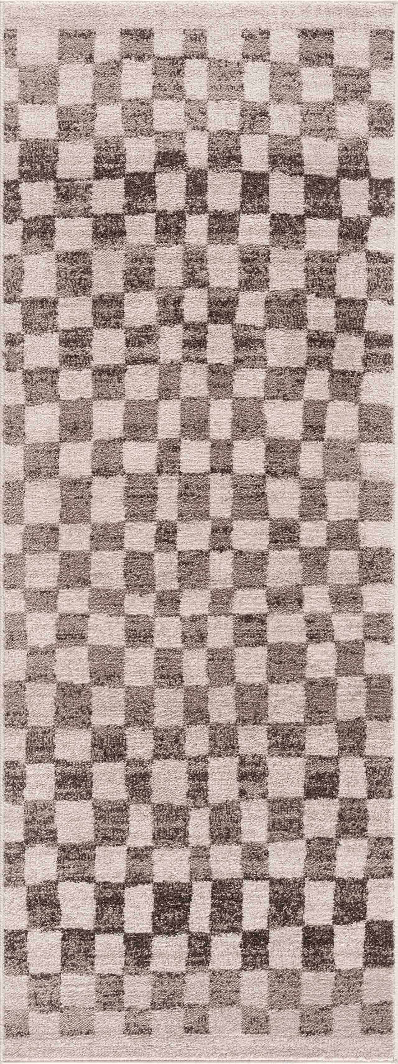 Benjy Beige Checkered Area Rug