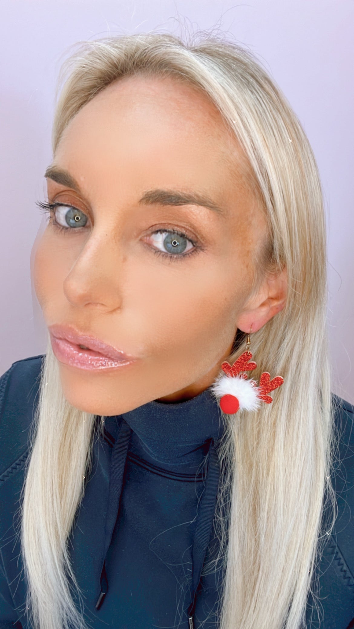 Red & White Reindeer Holiday Earring
