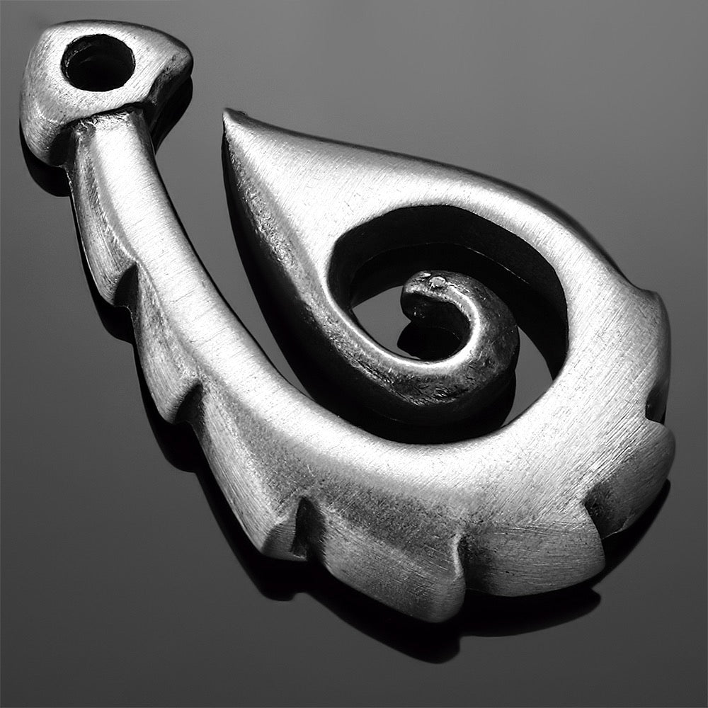 Tribal Ocean Hook Pendant – Solid Pewter Strength (#cop-002)