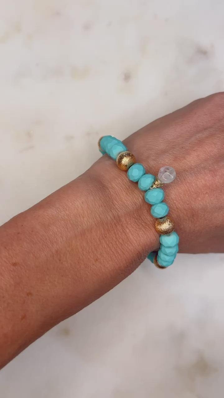 Gold and Blue Amazonite Bracelet with Labradorite
