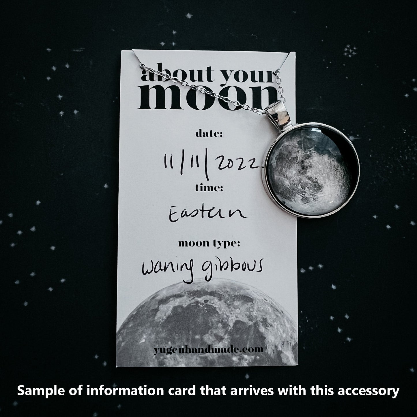 My Moon Double Sided Necklace with Two Custom Moon Dates