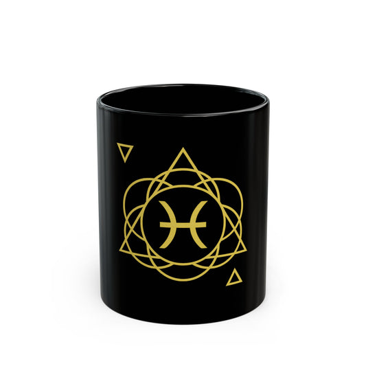 Pisces Sacred Geometry Black Mug for Coffee Lovers