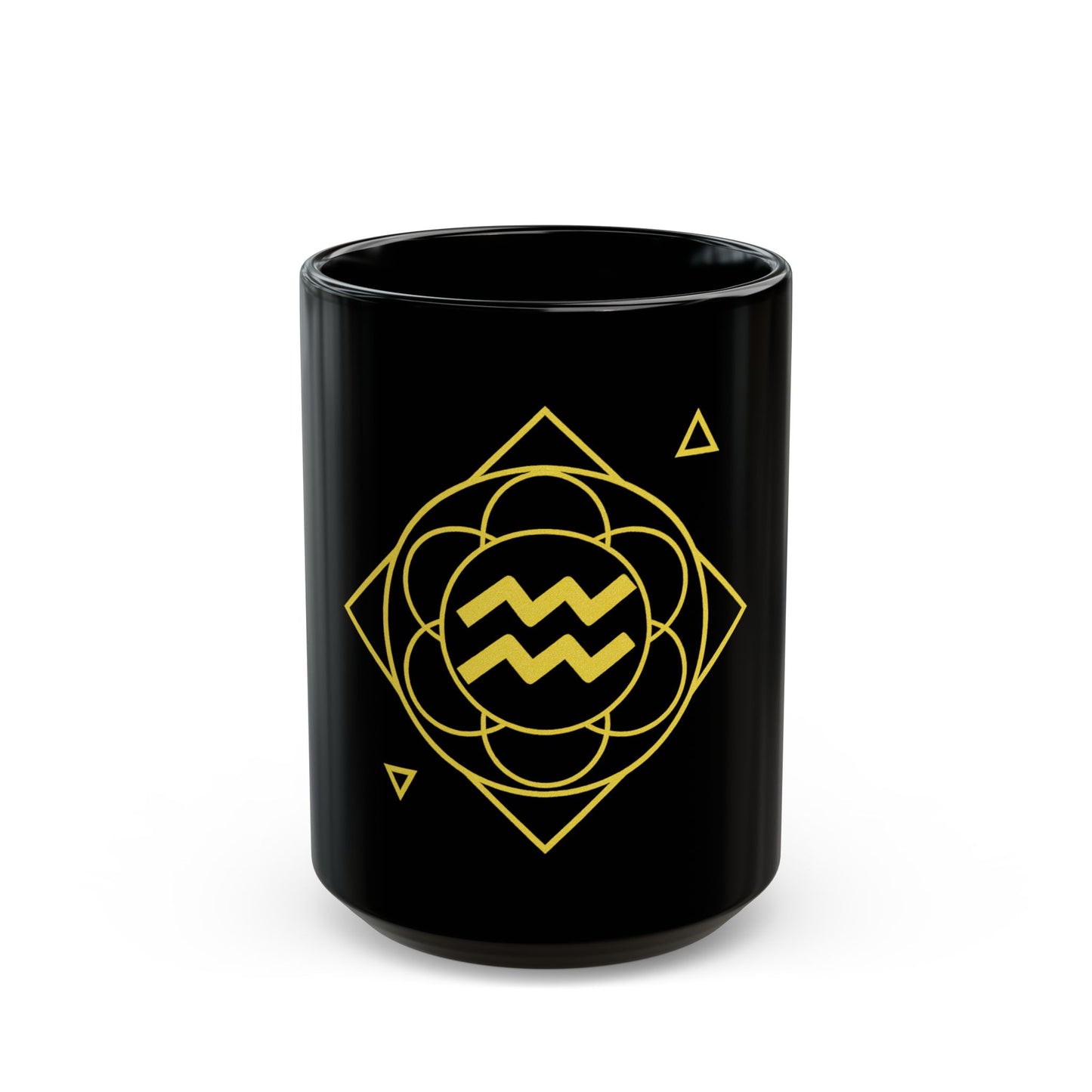 Aquarius Sacred Geometry Black Mug for Coffee Lovers