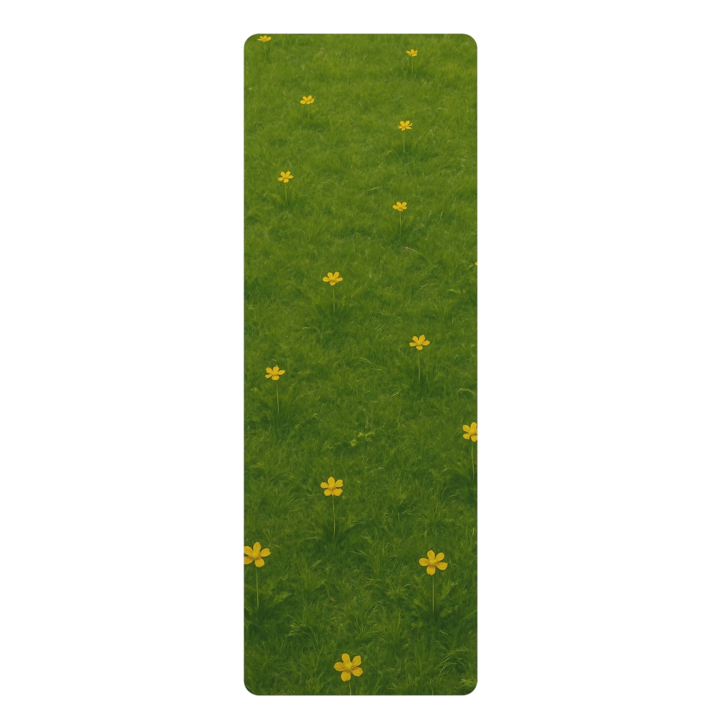 Wildflower Meadow Yoga Mat | Green Grass Floral Yoga Mat | Nature Inspired Mat with Strap | Non Slip Meditation and Fitness Mat