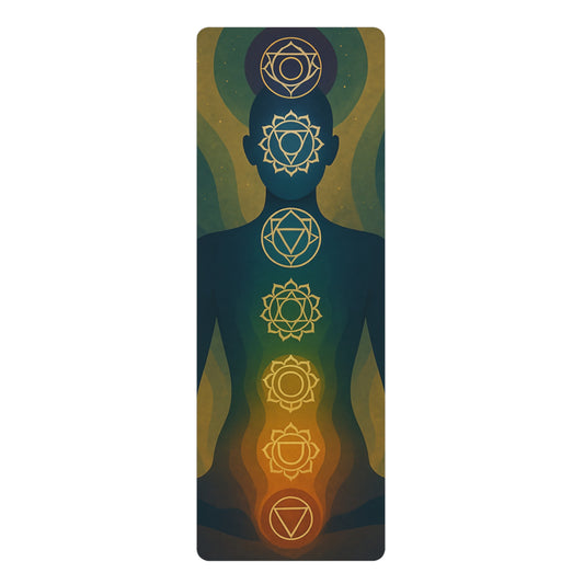 7 Chakras Yoga Mat | Abstract Energy Body Design | Mindful Alignment Mat with Strap | Spiritual Non-Slip Yoga and Meditation Mat