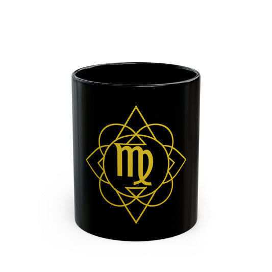Virgo Sacred Geometry Black Mug for Coffee Lovers