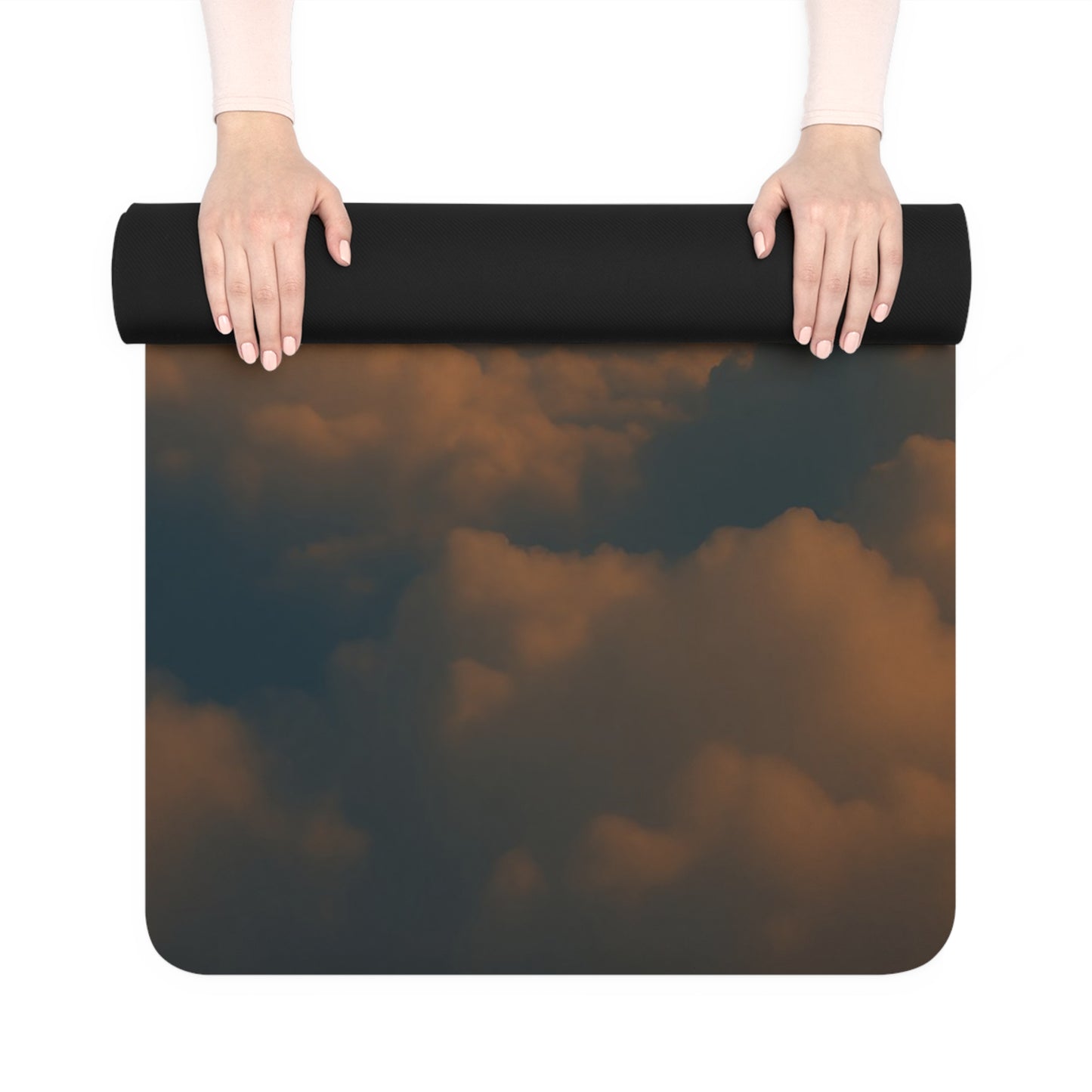 Yoga in the Clouds Mat | Floating Above the Sky | Rainbow Cloud Design with Strap