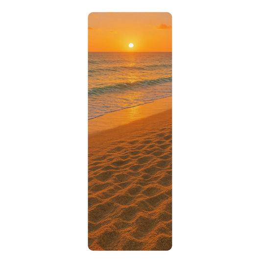 Sunrise Beach Yoga Mat | Energizing Morning Shoreline Design | Yoga Mat with Strap