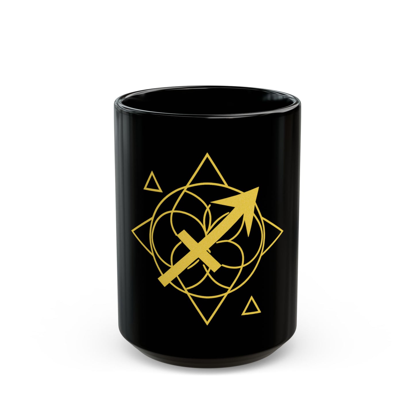 Sagittarius Sacred Geometry Black Mug for Coffee Lovers