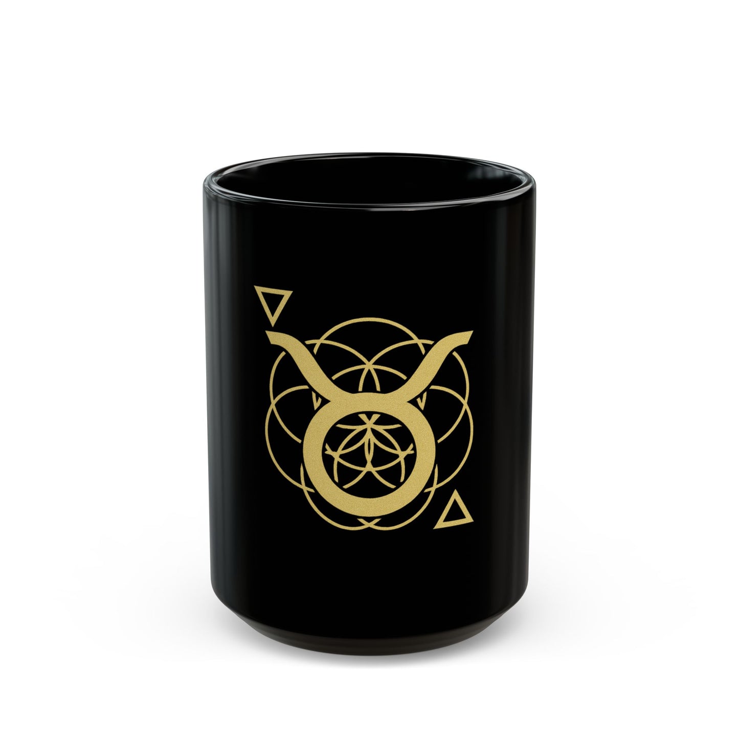 Taurus Sacred Geometry Black Mug for Coffee Lovers