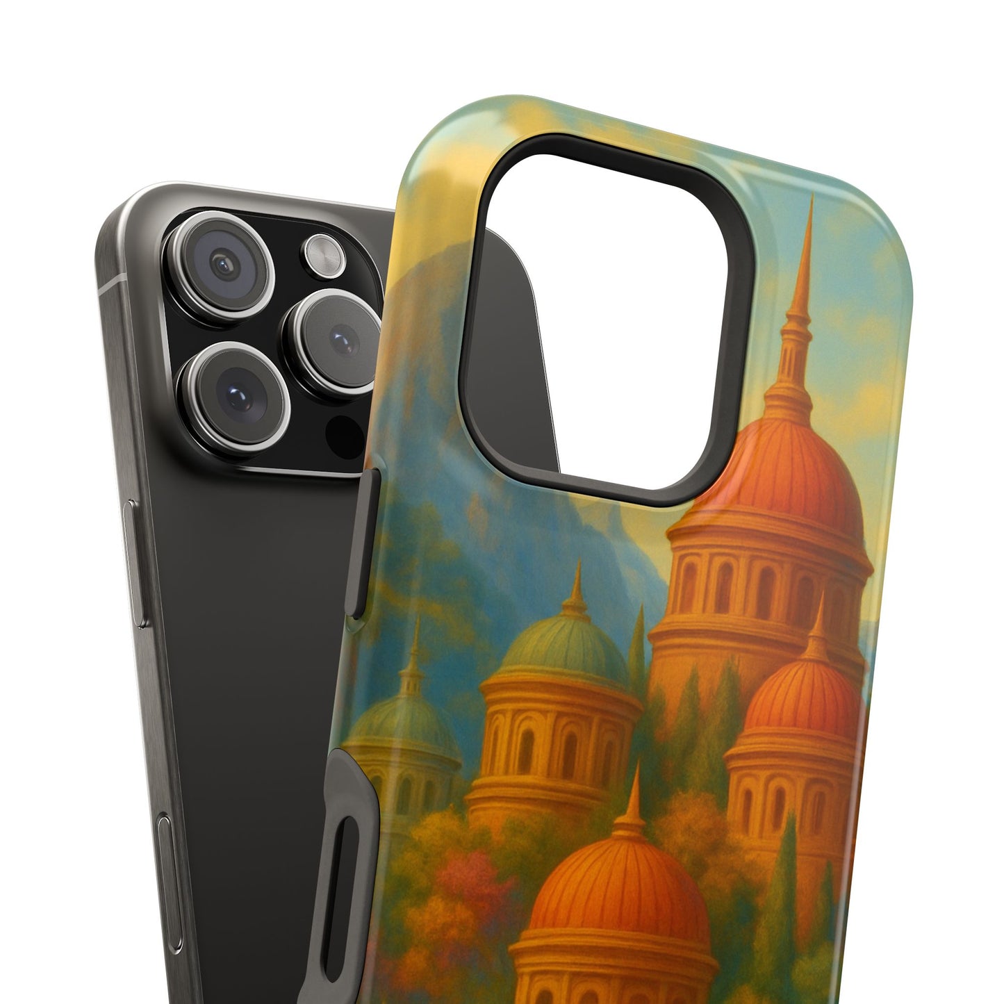 Magical City iPhone Case I Impact Resistant Cover | SoulfulYarn Collection | Mystical Mountain setting Design for iPhone