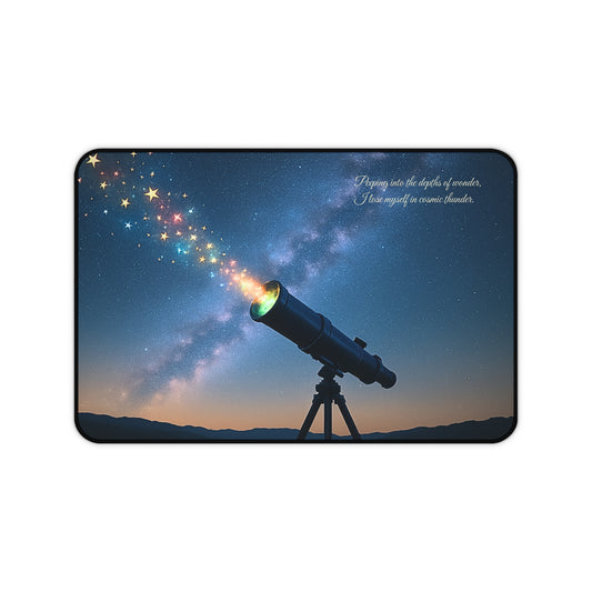 Starry Night Desk Mat I Celestial Telescope Design I SoulfulYarn Collection Gift for Astronomy Lovers, Writers, and Dreamers