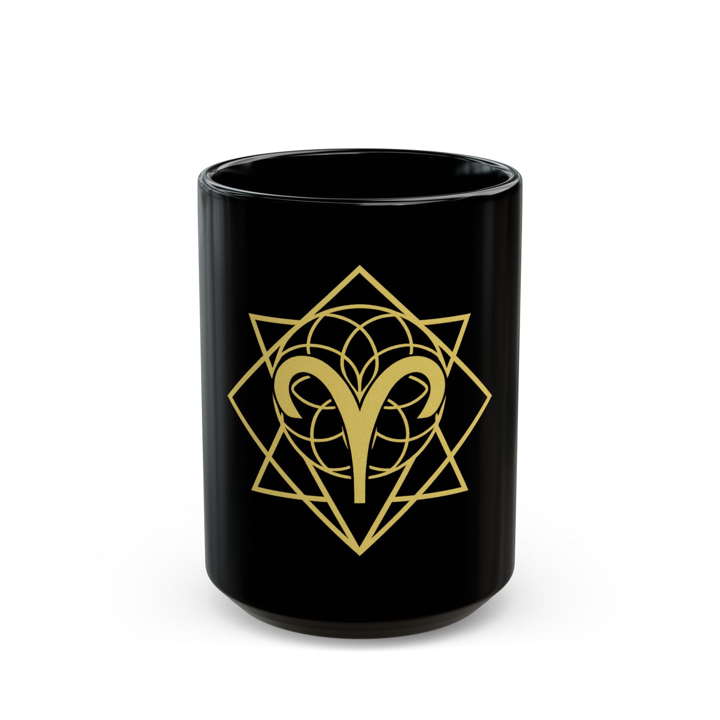 Aries Sacred Geometry Black Mug for Coffee Lovers