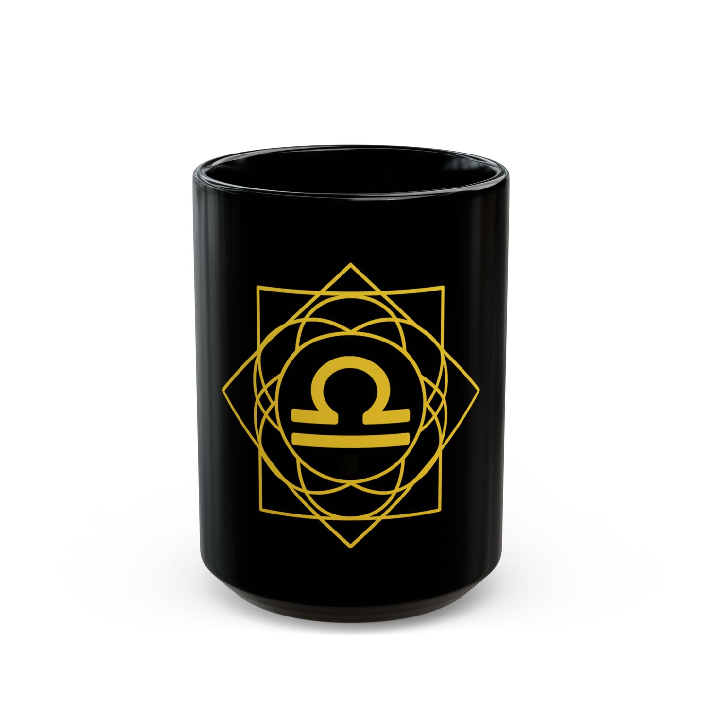 Libra Sacred Geometry Black Mug for Coffee Lovers