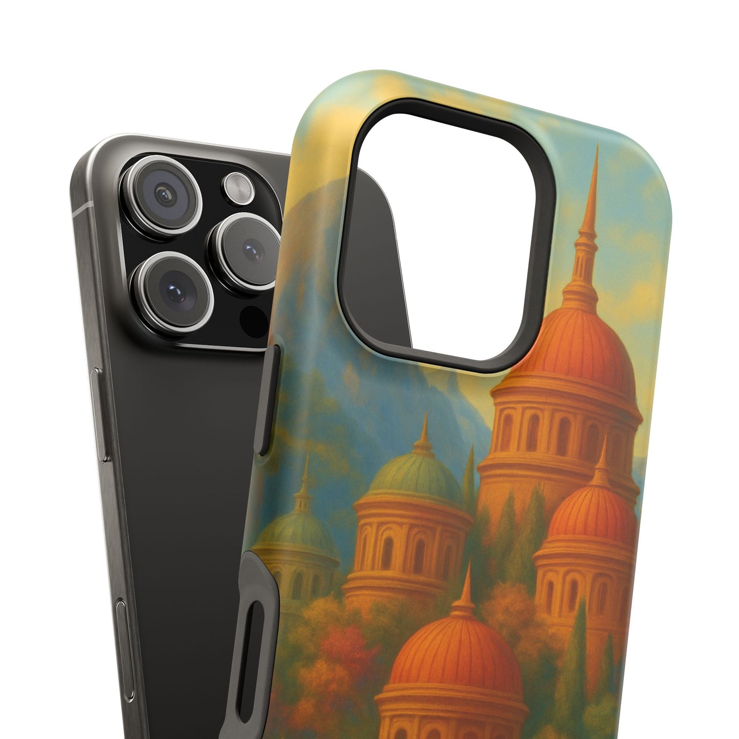Magical City iPhone Case I Impact Resistant Cover | SoulfulYarn Collection | Mystical Mountain setting Design for iPhone