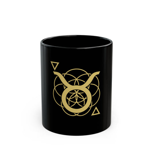 Taurus Sacred Geometry Black Mug for Coffee Lovers