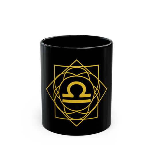 Libra Sacred Geometry Black Mug for Coffee Lovers
