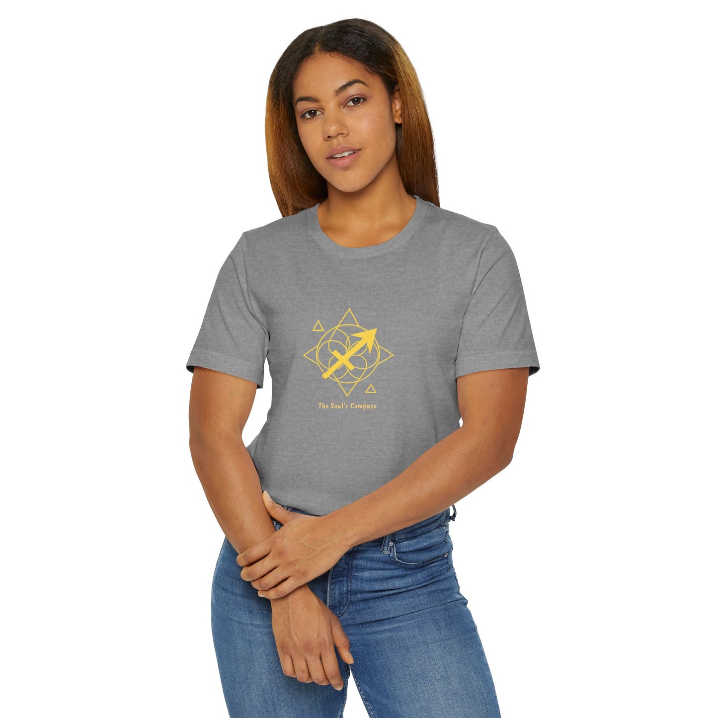 Sagittarius Sacred Geometry T-Shirt | The Soul's Compass Tee | Spiritual Zodiac Shirt | Gold Print on Black | Astrology Gift
