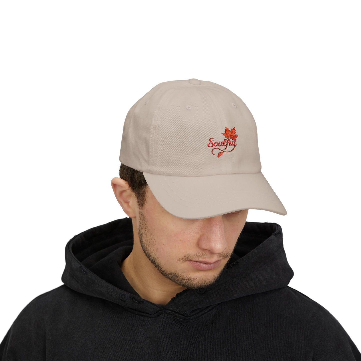 Soulful Maple Leaf Embroidered Dad Hat | Nature Spirit Cap | SoulfulYarn Exclusive | Autumn Vibes Hat for Mindful Living