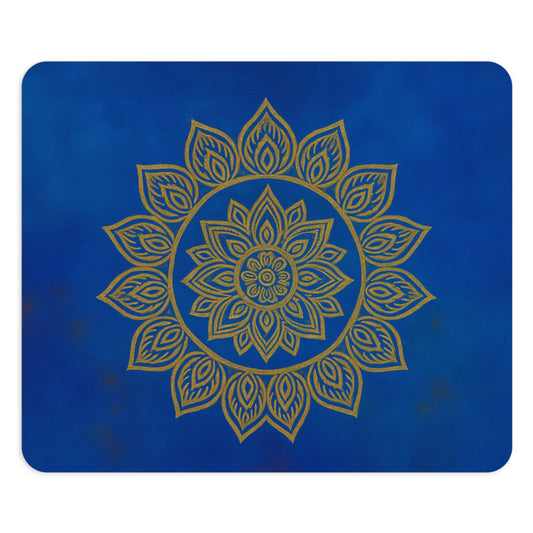 Mandala Mouse Pad I Abstract Sacred Geometry in Blue | SoulfulYarn Collection | Round or Rectangular | Mindful Gift for Yoga Lovers