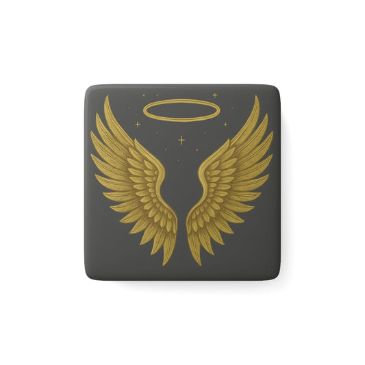 Angel Wings Porcelain Magnet | Magnet for Divine Blessings | Spiritual Fridge Decor | Memorial Gift | Guardian Angel Symbol