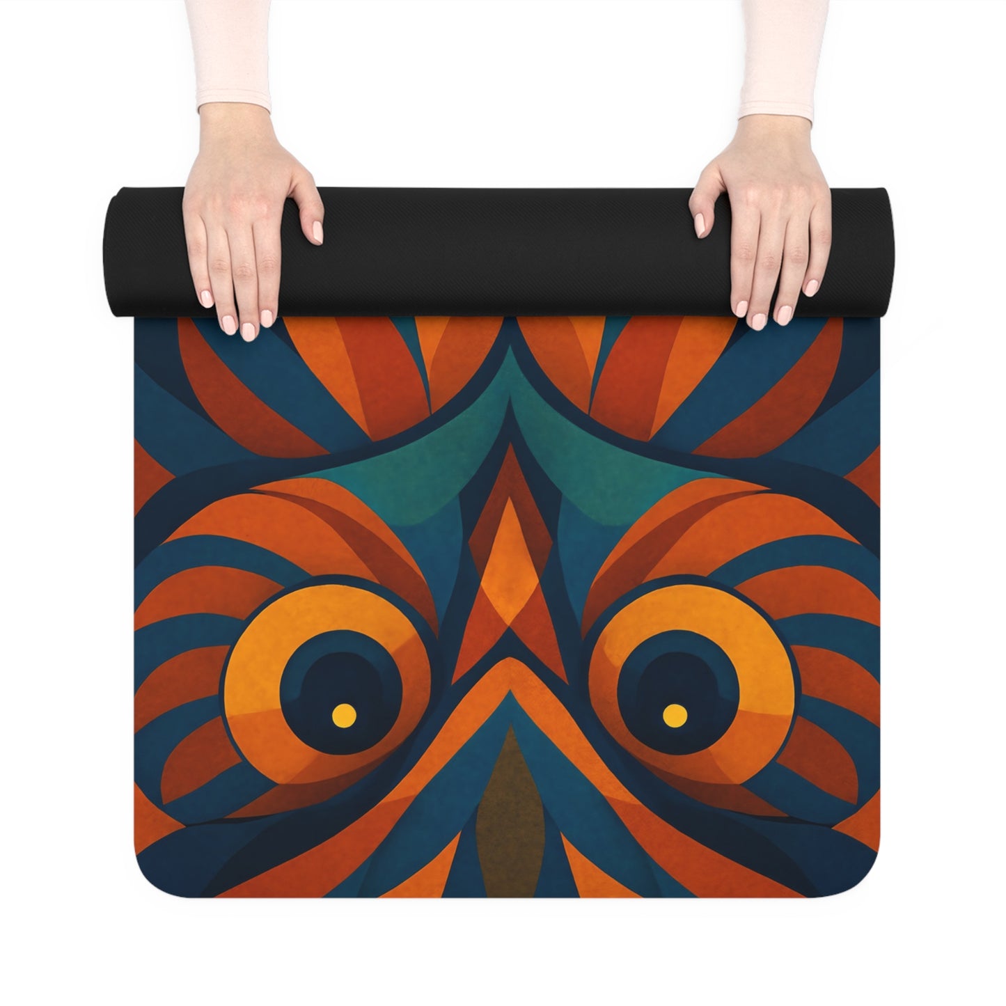 Owl Wisdom Mat | Sharpen Focus & Inner Vision | Abstract Symmetry with Strap