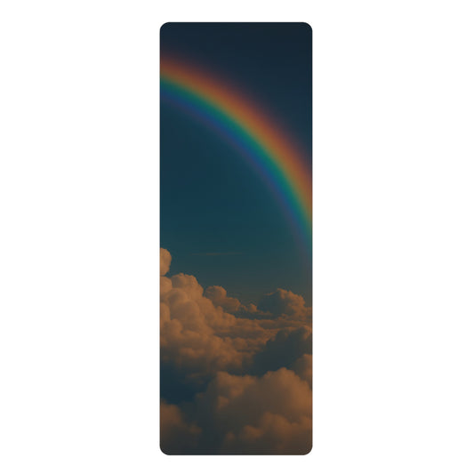 Yoga in the Clouds Mat | Floating Above the Sky | Rainbow Cloud Design with Strap