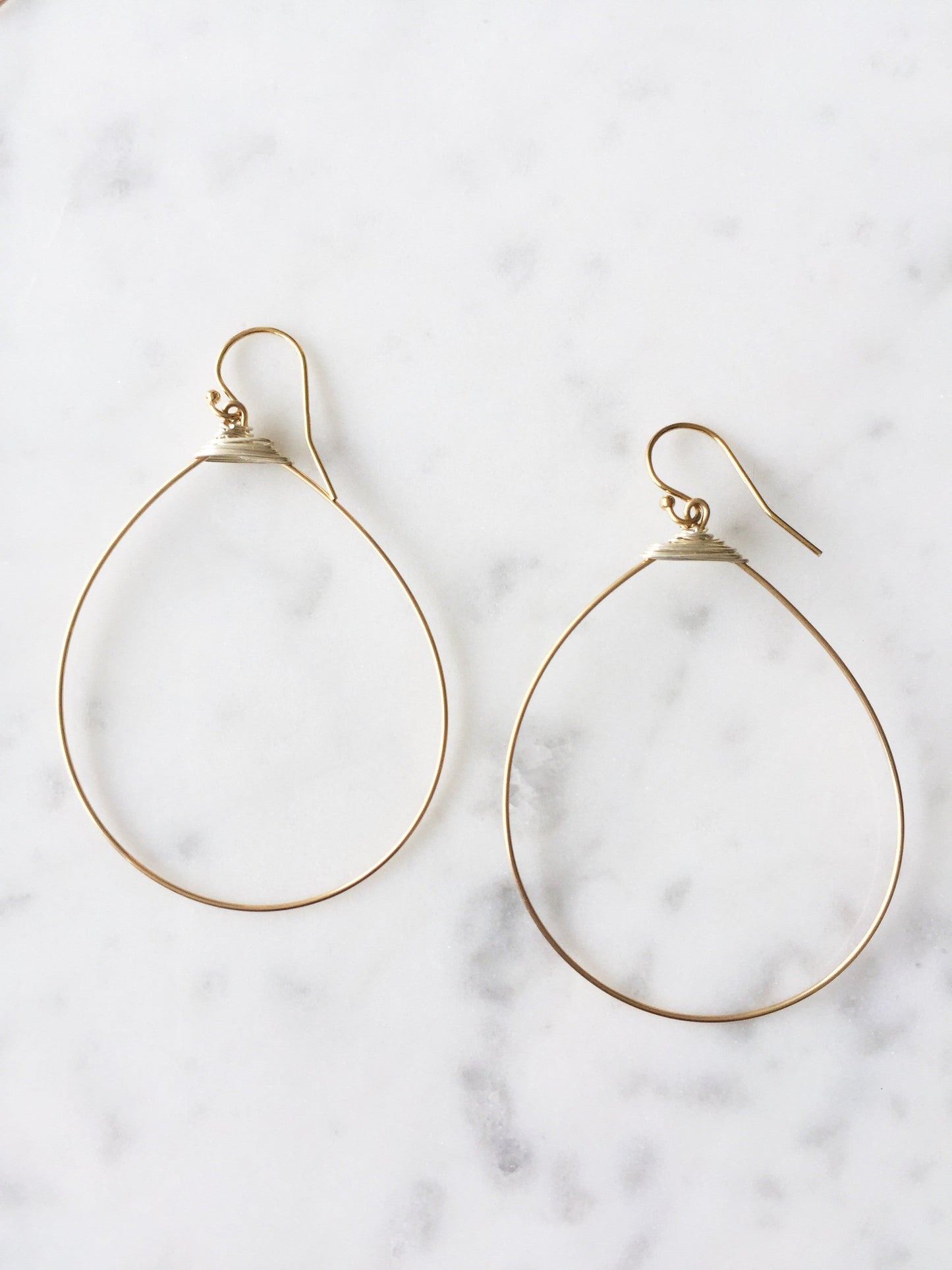 Large Featherweight Hoop Earring Gold Hoop with Silver Wrap