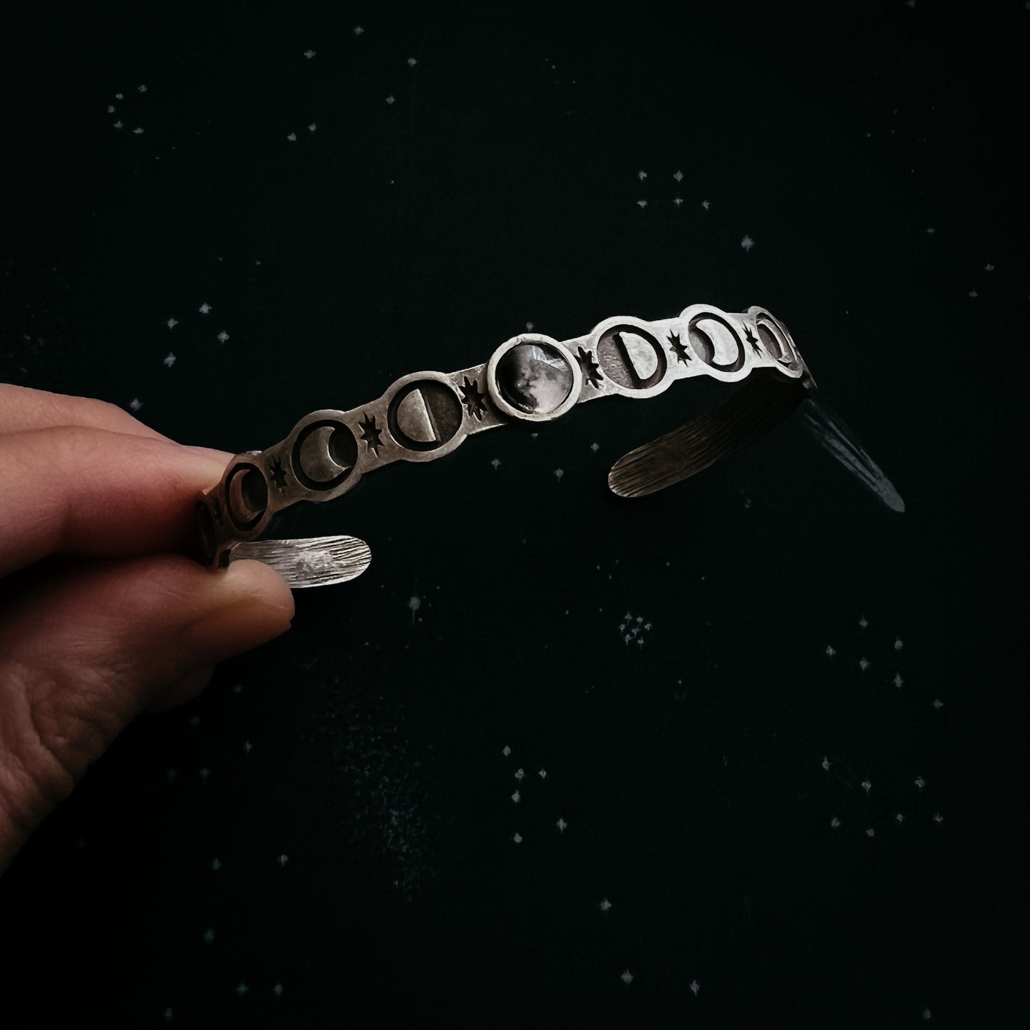 Thin My Moon Cuff Bracelet with Lunar Phases