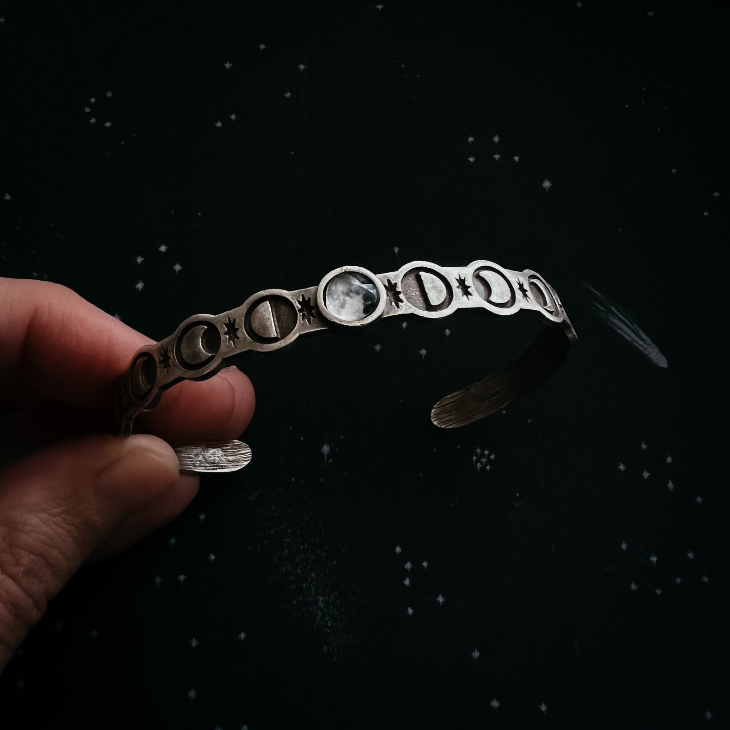Thin My Moon Cuff Bracelet with Lunar Phases